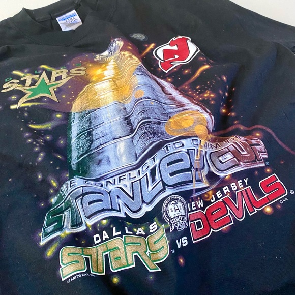 VINTAGE 2000 NEW JERSEY DEVILS VS DALLAS STARS STANLEY CUP FINALS T-SHIRT, XL - Picture 7 of 13